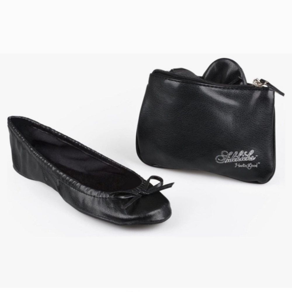 🆕 Sidekicks Heelin' Good, Black, Travel Ballet Emergency Flats Slipper, NWT